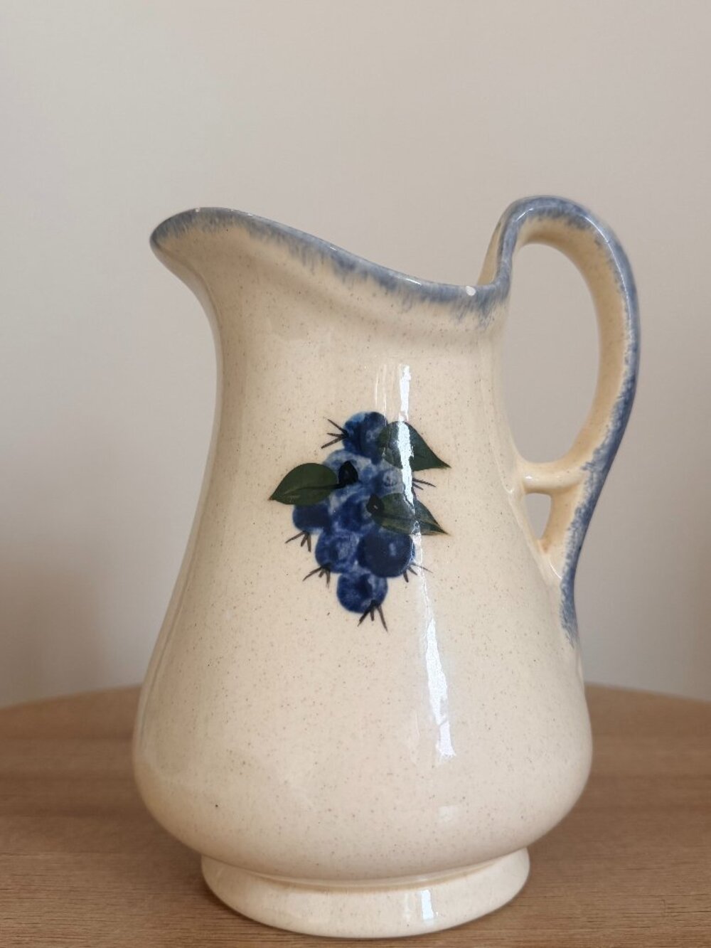 Debbie's Blueberry Ware Pitcher Vintage Handmade Maine Stoneware Blueberries